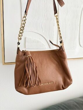 Michael Kors Cognac Leather Shoulder Bag with Tassel